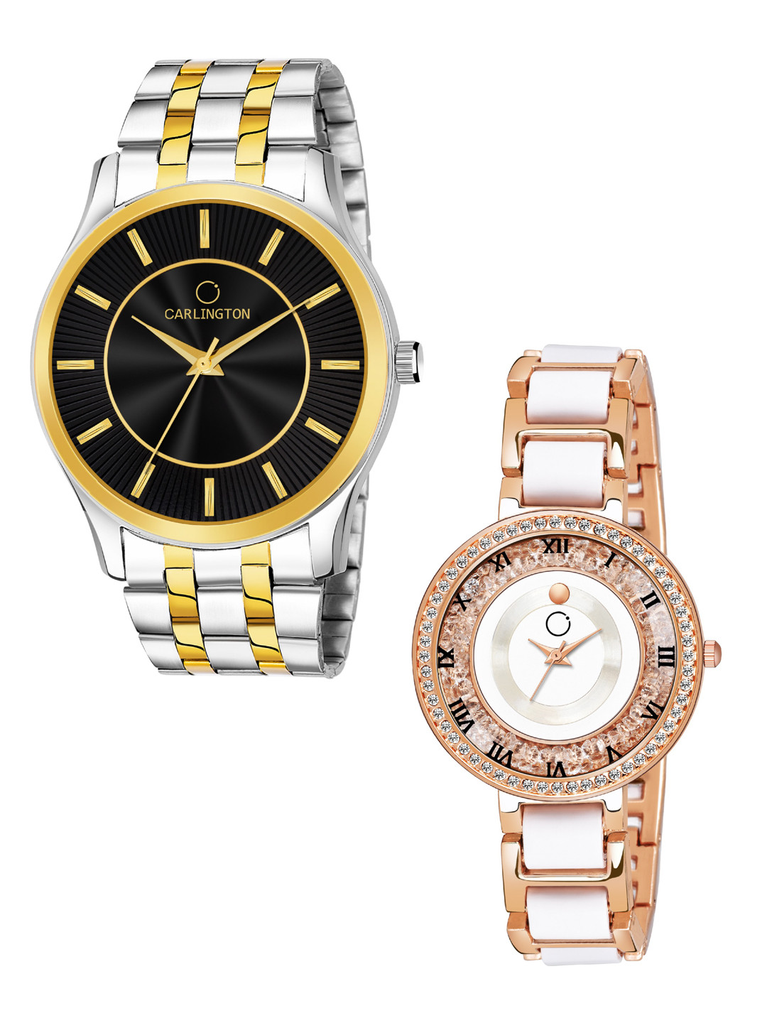 

CARLINGTON His & Her Black & Silver Dial Bracelet Style Straps Analogue Watches