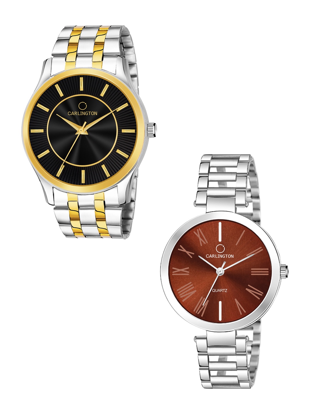 

CARLINGTON Unisex Multicoloured Analogue Watch-Combo CT-6220SB and 112 Brown