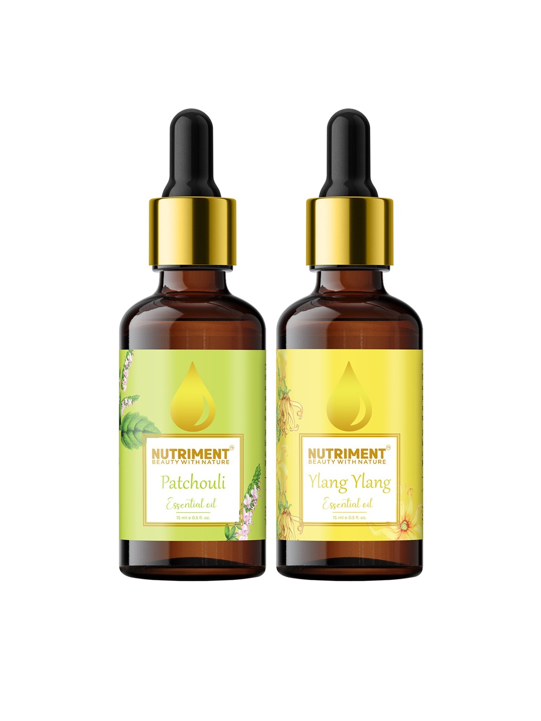 

Nutriment Set of 2 Ylang-Ylang & Patchouli Essential Oil 15 ml, Transparent