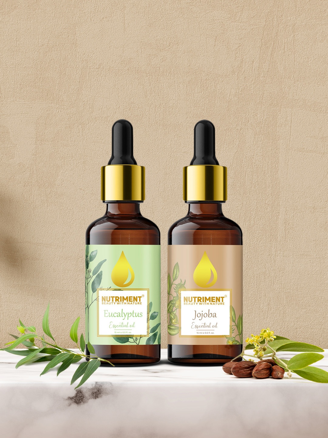 

Nutriment Set of 2 Jojoba & Eucalyptus Essential Oil, 15ml each, Multi