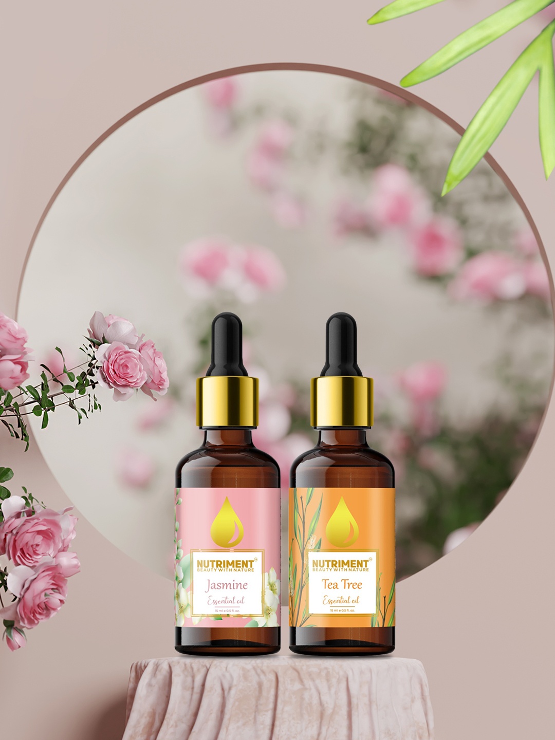 

Nutriment Set of 2 Tea Tree & Jasmine Essential Oil, 15ml each, Multi