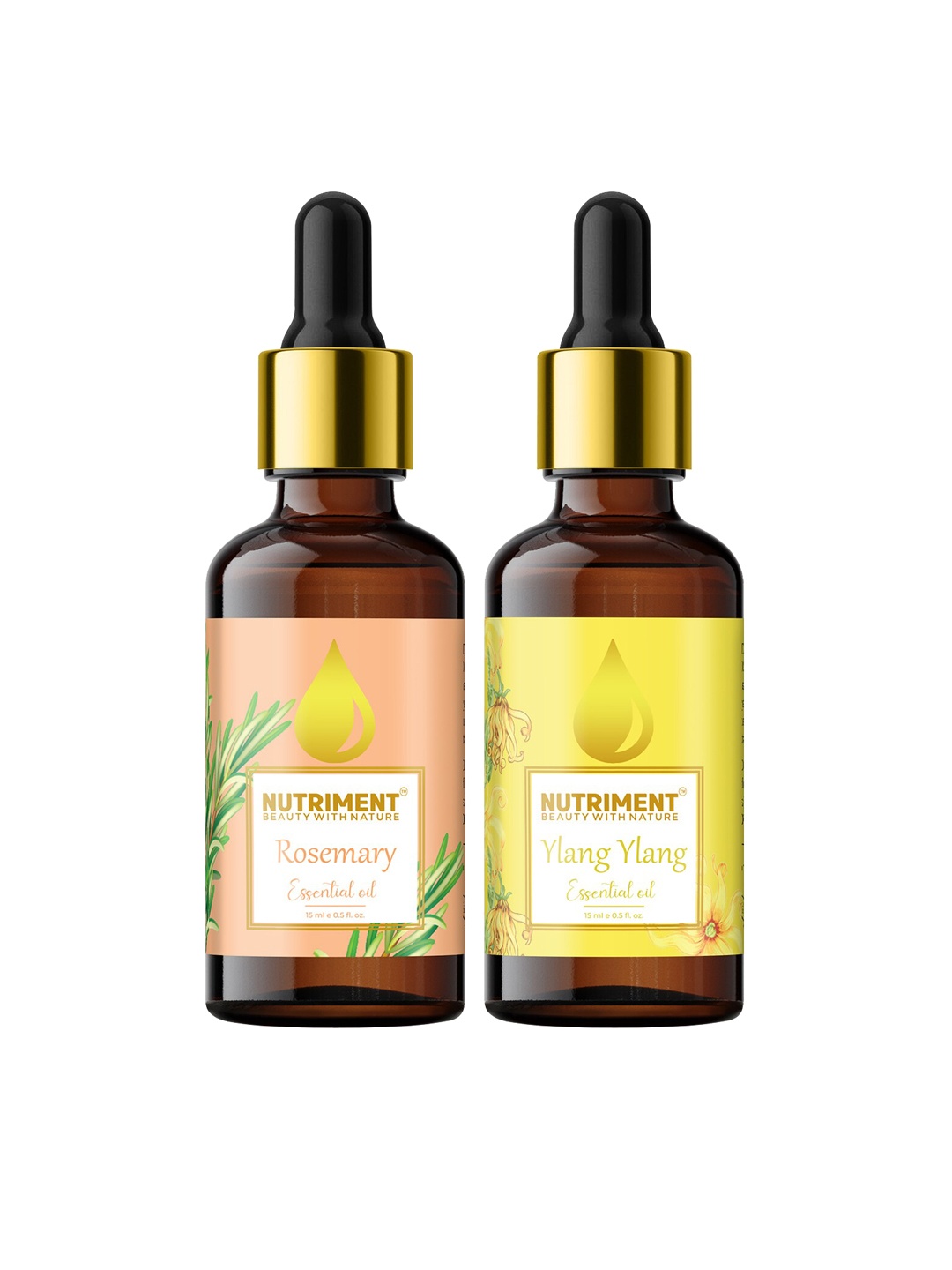 

Nutriment Set of 2 Ylang-Ylang & Rosemary Essential Oil, 15ml each, Multi