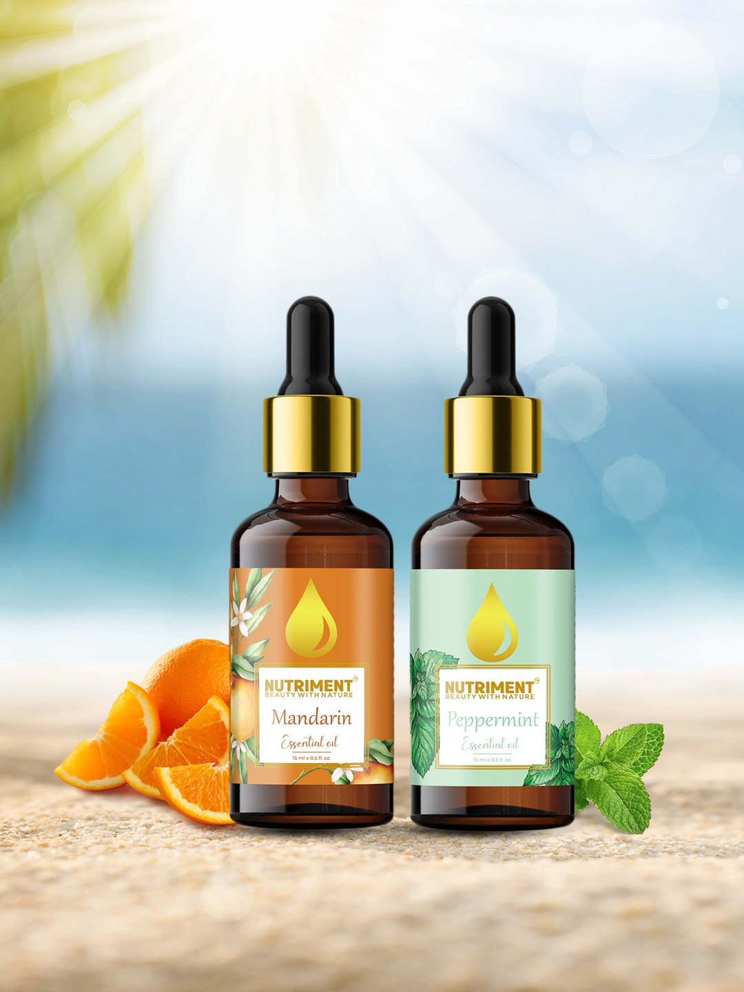 

Nutriment Set of 2 Peppermint & Mandarin Essential Oil, 15ml each, Multi