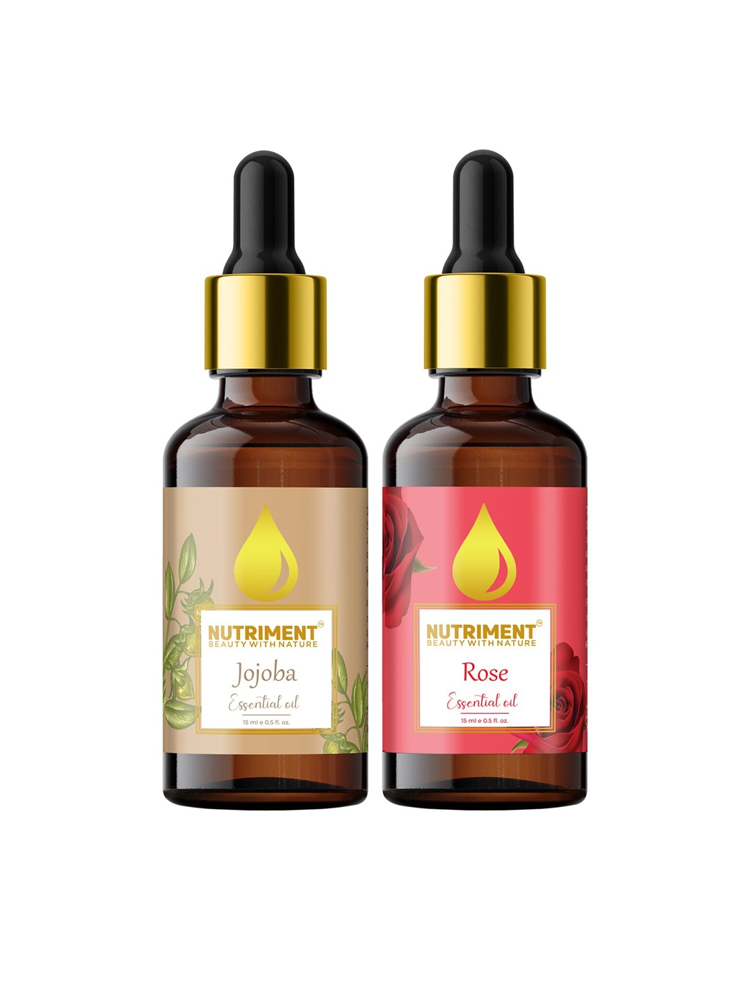 

Nutriment Set of 2 Jojoba & Rose Essential Oil, 15ml each, Multi