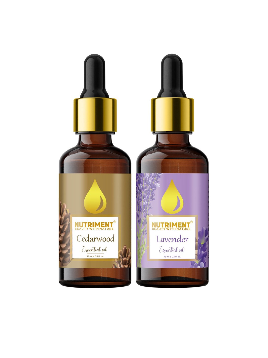 

Nutriment Set of 2 Lavender & Cedarwood Essential Oil 15ml, Multi