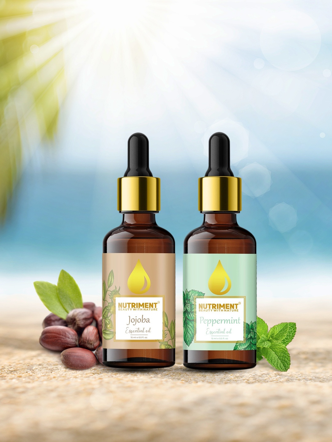 

Nutriment Unisex Set of 2 Jojoba & Peppermint Essential Oil-15ml Each, Multi