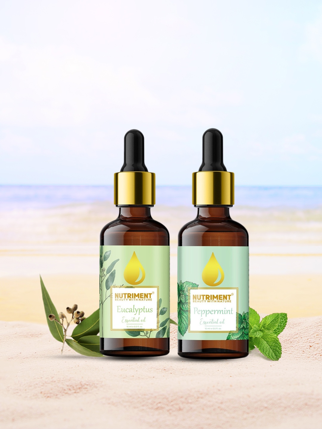 

Nutriment Unisex Set of 2 Peppermint & Eucalyptus Essential Oil-15ml Each, Multi