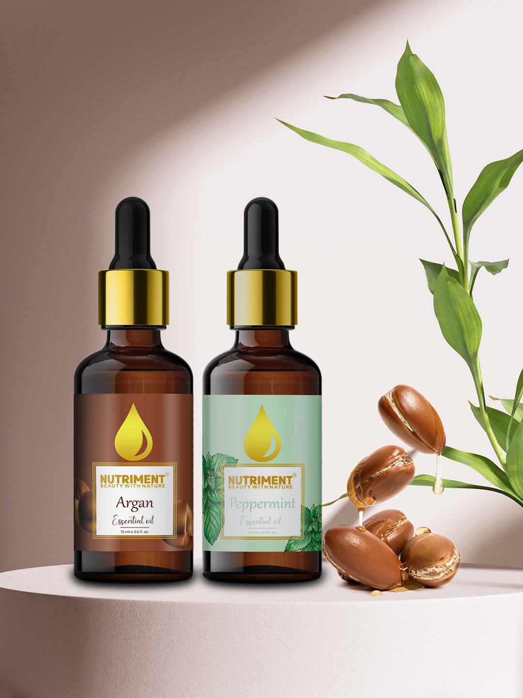 

Nutriment Unisex Set of 2 Argan & Peppermint Essential Oil-15ml Each, Multi