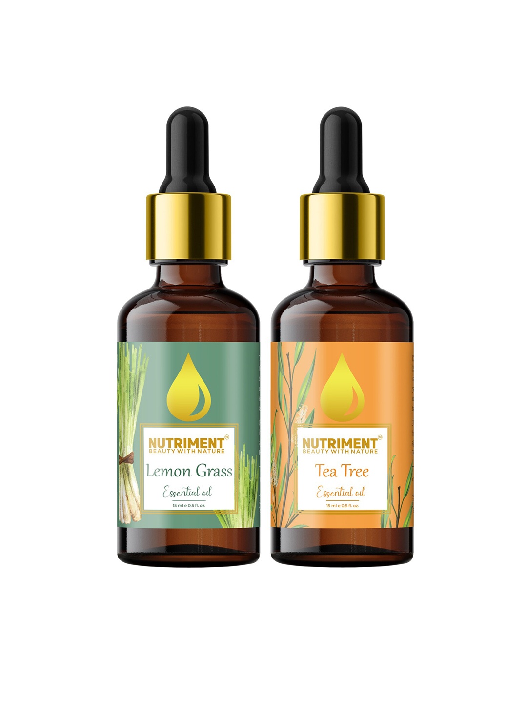 

Nutriment Unisex Set of 2 Tea Tree & Lemon Grass Essential Oil-15ml Each, Multi