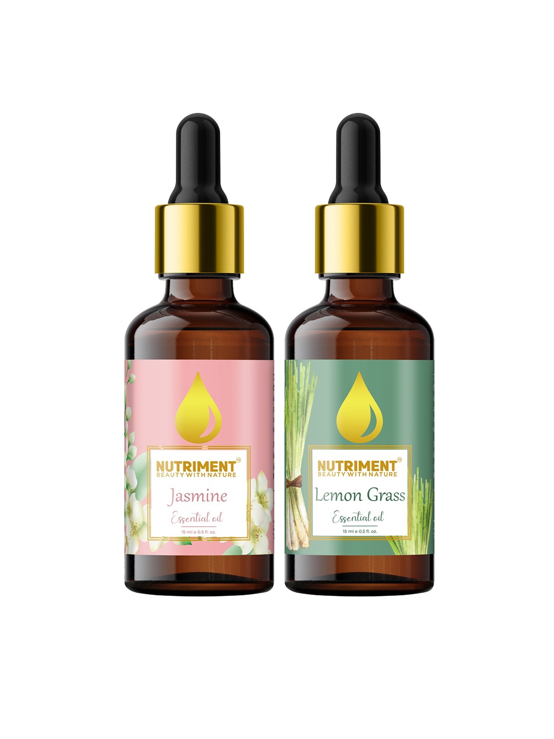 

Nutriment Unisex Set of 2 Jasmine & Lemon Grass Essential Oil-15ml Each, Multi