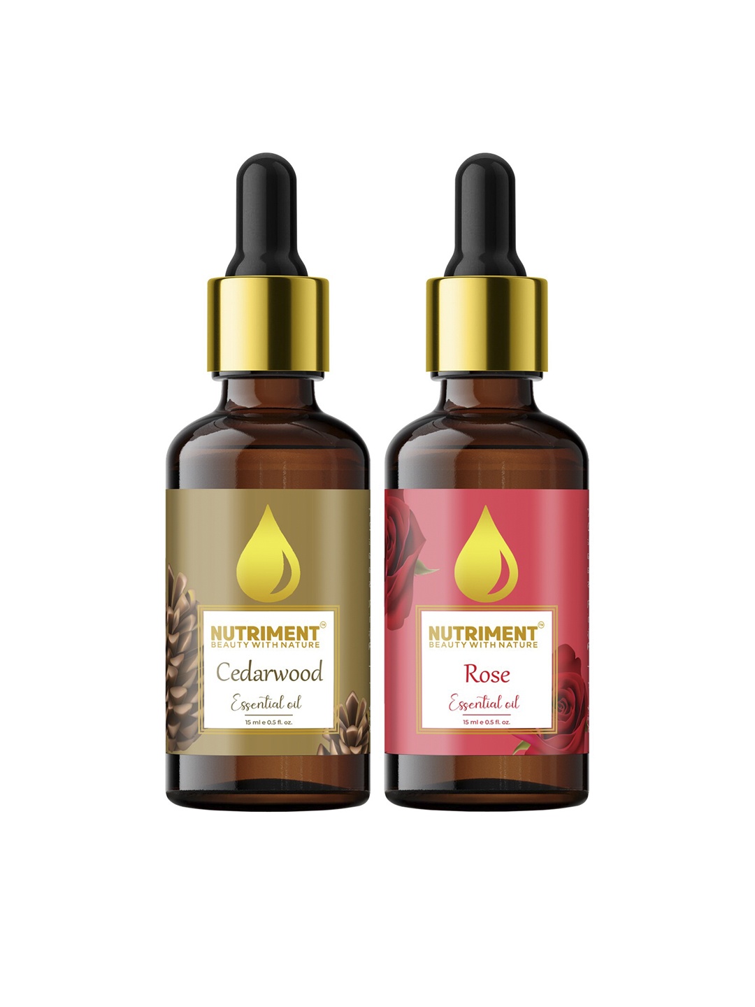 

Nutriment Set of 2 Rose & Cedarwood Essential Oil 15ml, Multi