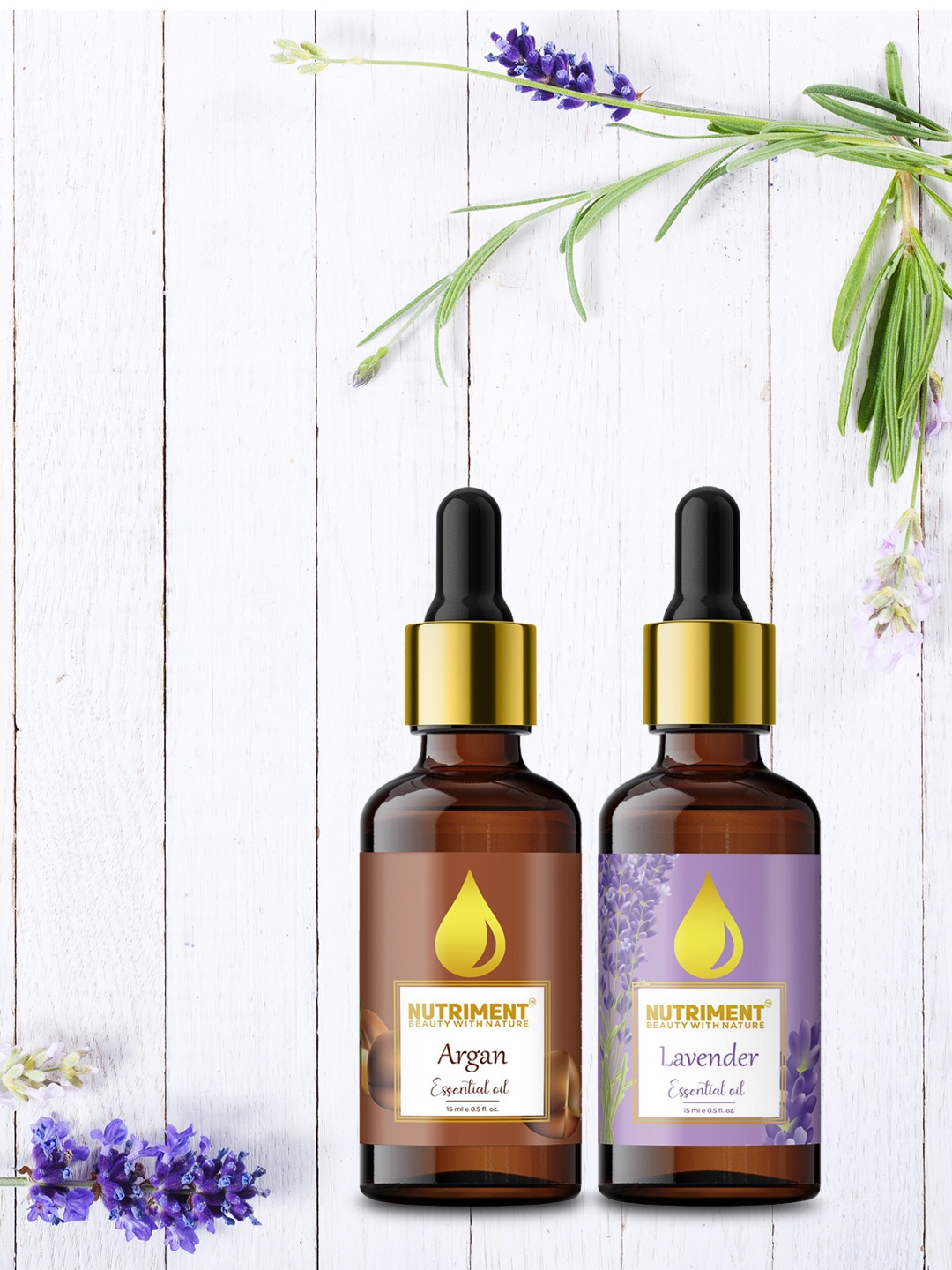 

Nutriment Unisex Set of 2 Argan & Lavender Essential Oil-15ml Each, Multi