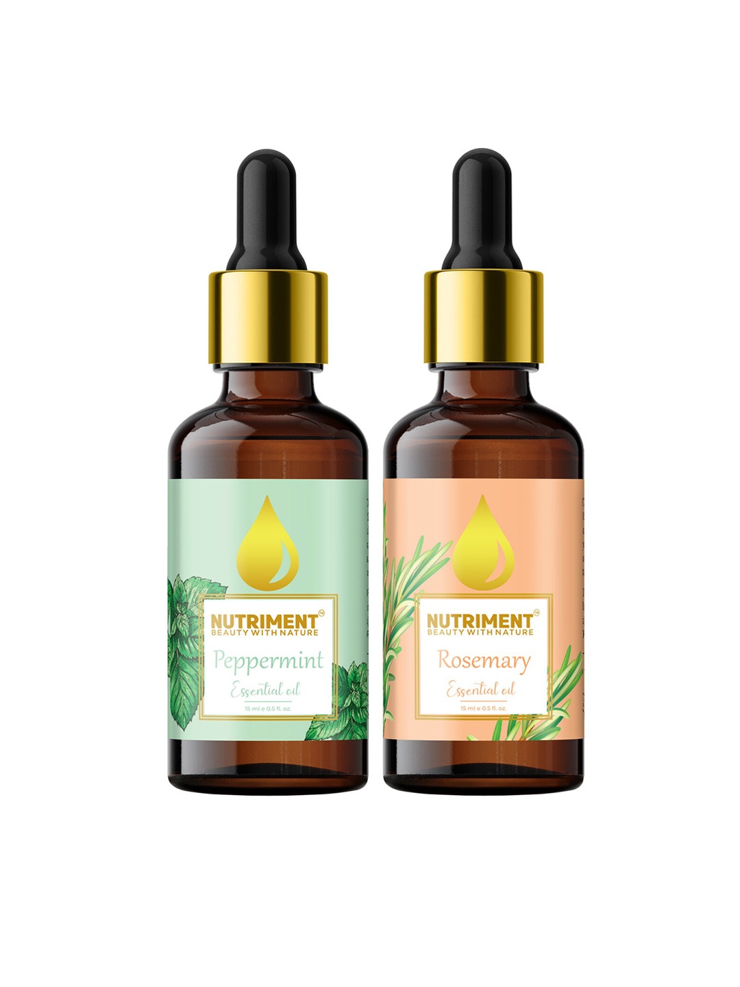 

Nutriment Combo Of 2 Rosemary & Peppermint Essential Oil - 15 ml Each, Multi