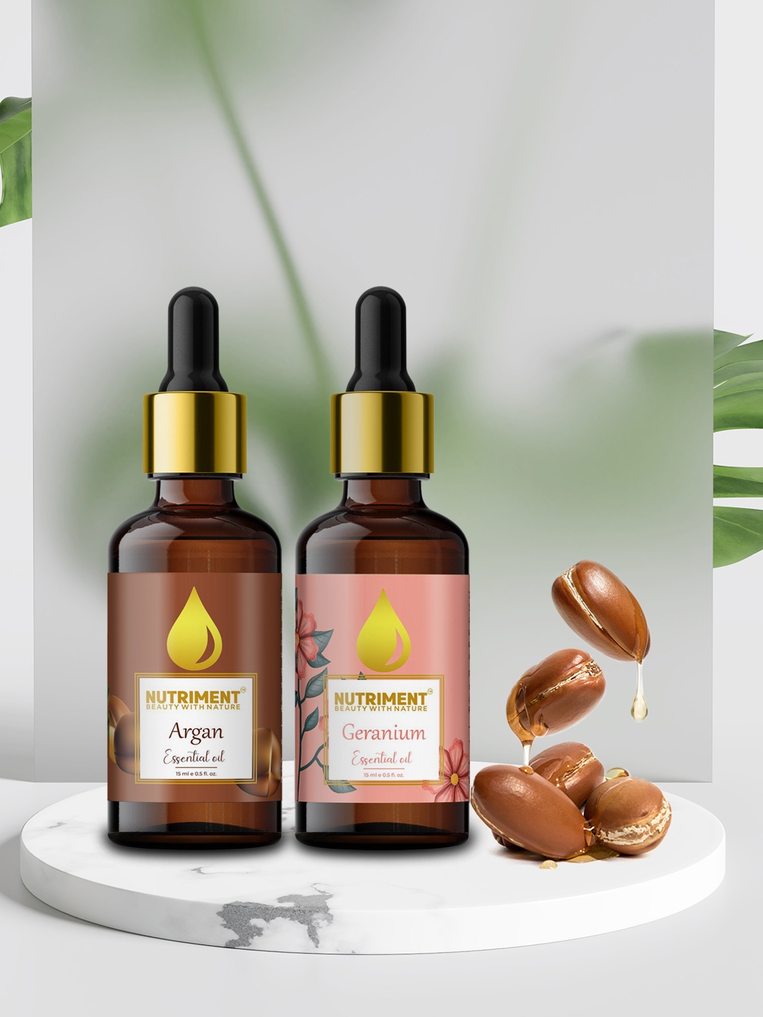 

Nutriment Combo of 2 Argan & Geranium Essential Oil - 15 ml Each, Multi