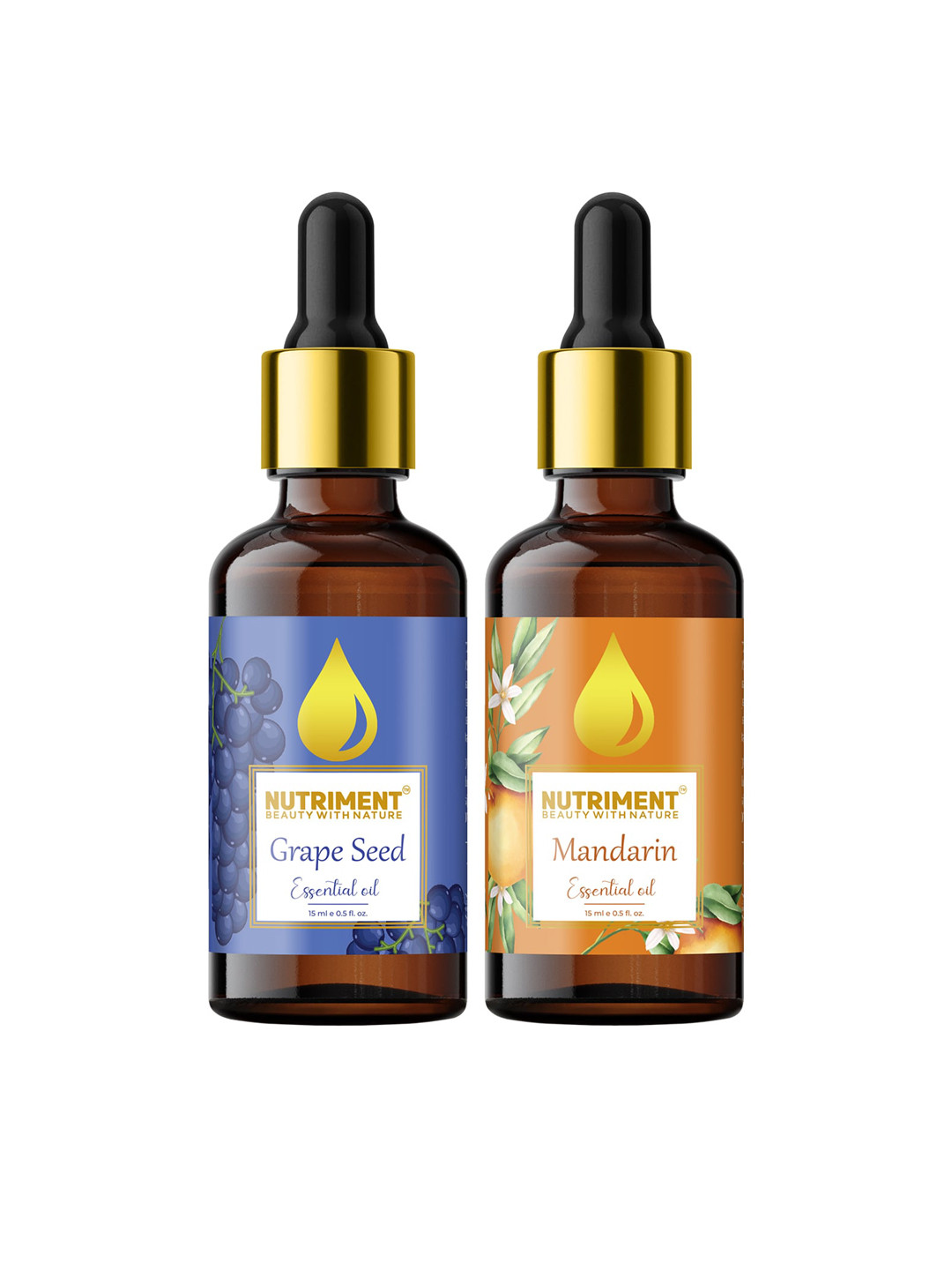 

Nutriment Set of 2 Grape Seed & Mandarin Essential Oil 15ml, Multi