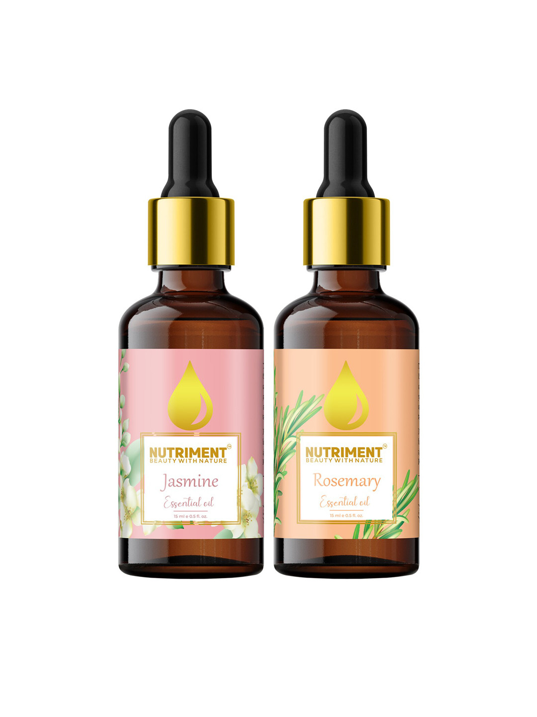 

Nutriment Combo of 2 Jasmine & Rosemary Essential Oils - 15ml Each, Multi