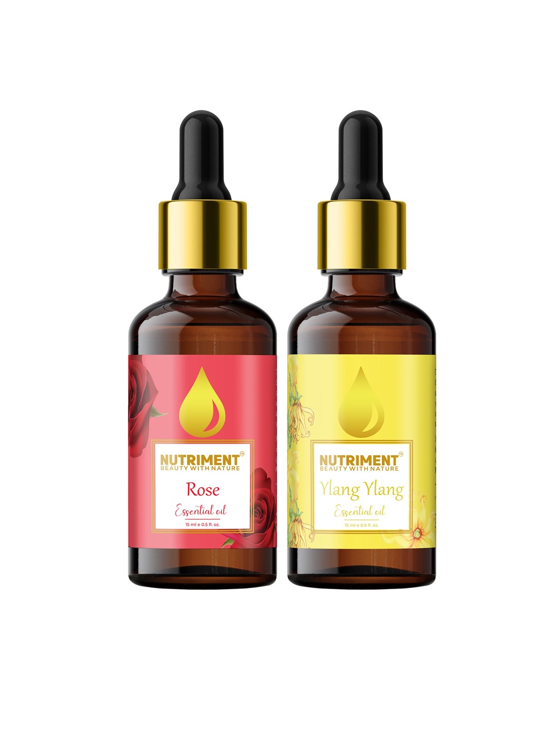 

Nutriment Combo of 2 Ylang-Ylang & Rose Essential Oils - 15ml Each, Multi