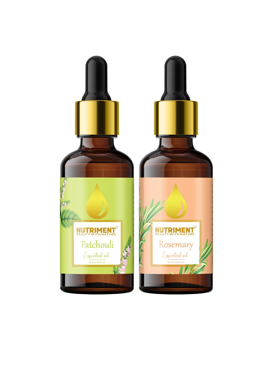 

Nutriment Combo of 2 Rosemary & Patchouli Essential Oil -15ml Each, Multi