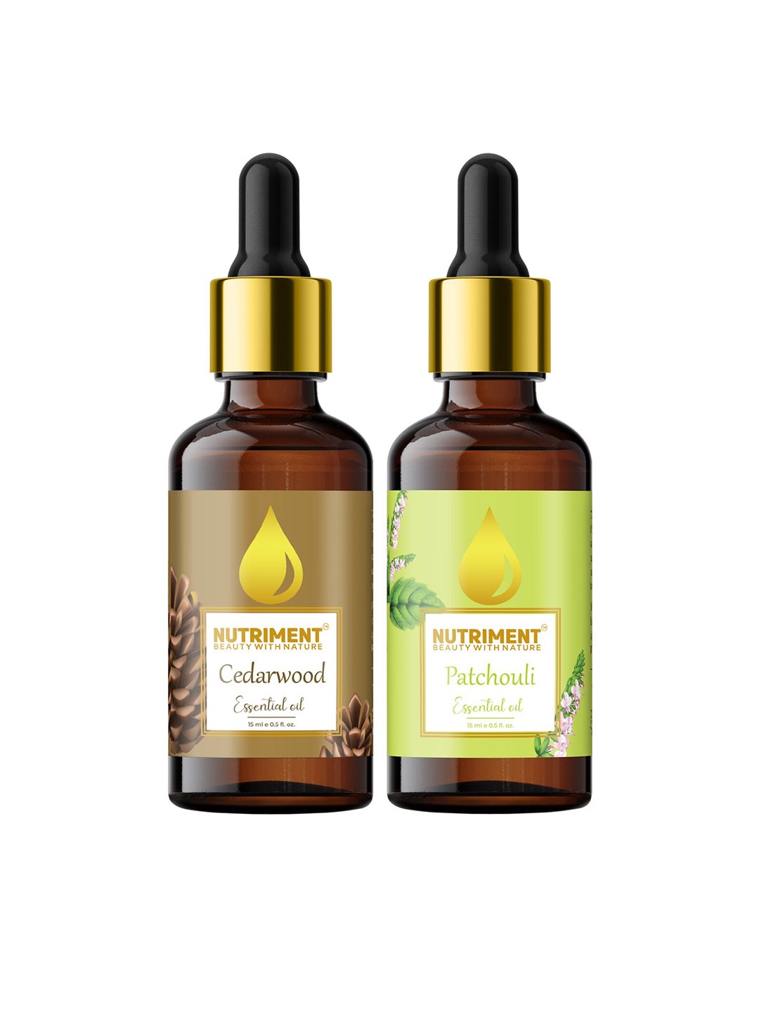 

Nutriment Combo of 2 Patchouli & Cedarwood Essential Oils - 15ml Each, Multi