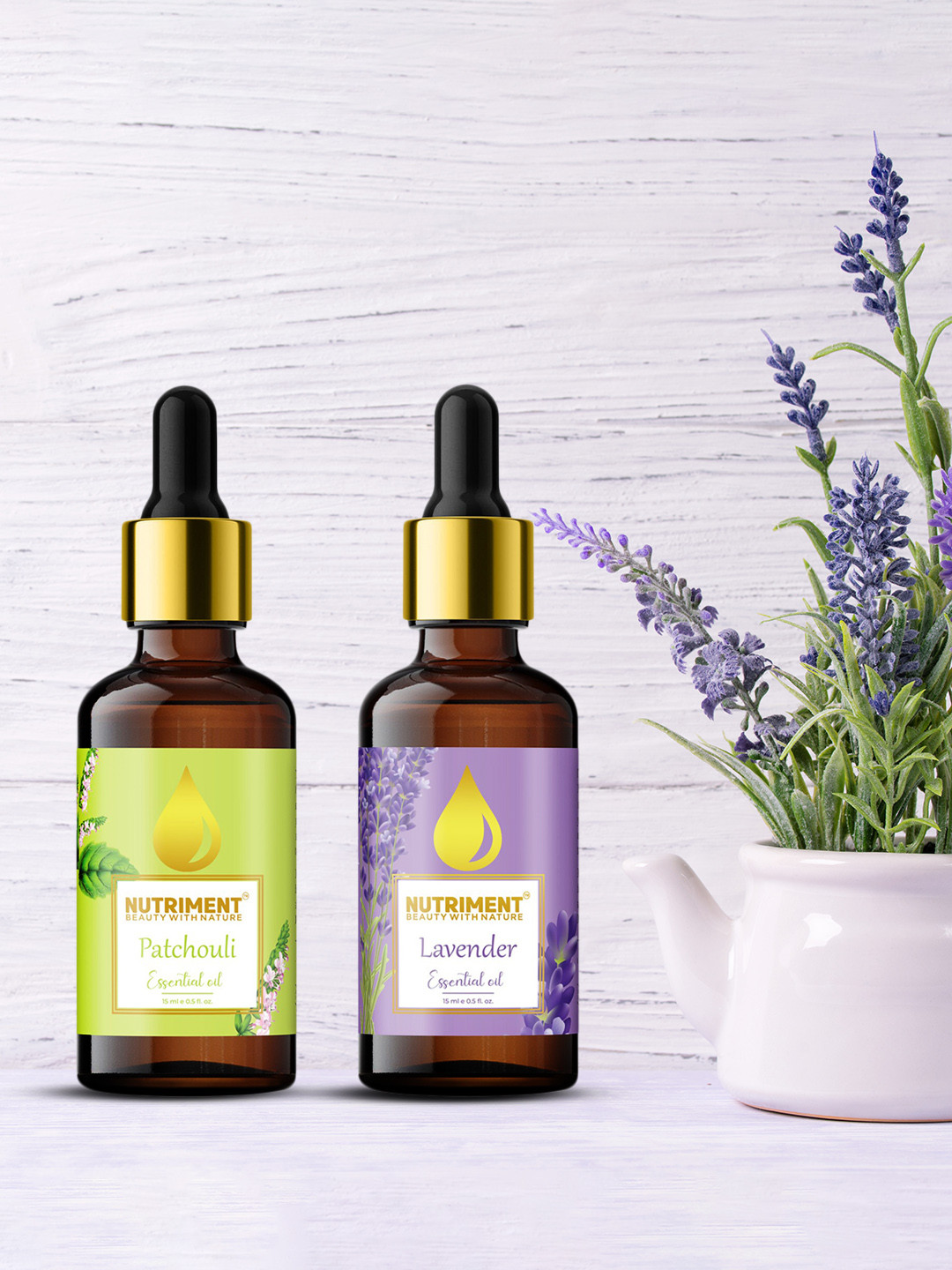 

Nutriment Combo Of 2 Lavender & Patchouli Essential Oils - 15ml Each, Multi