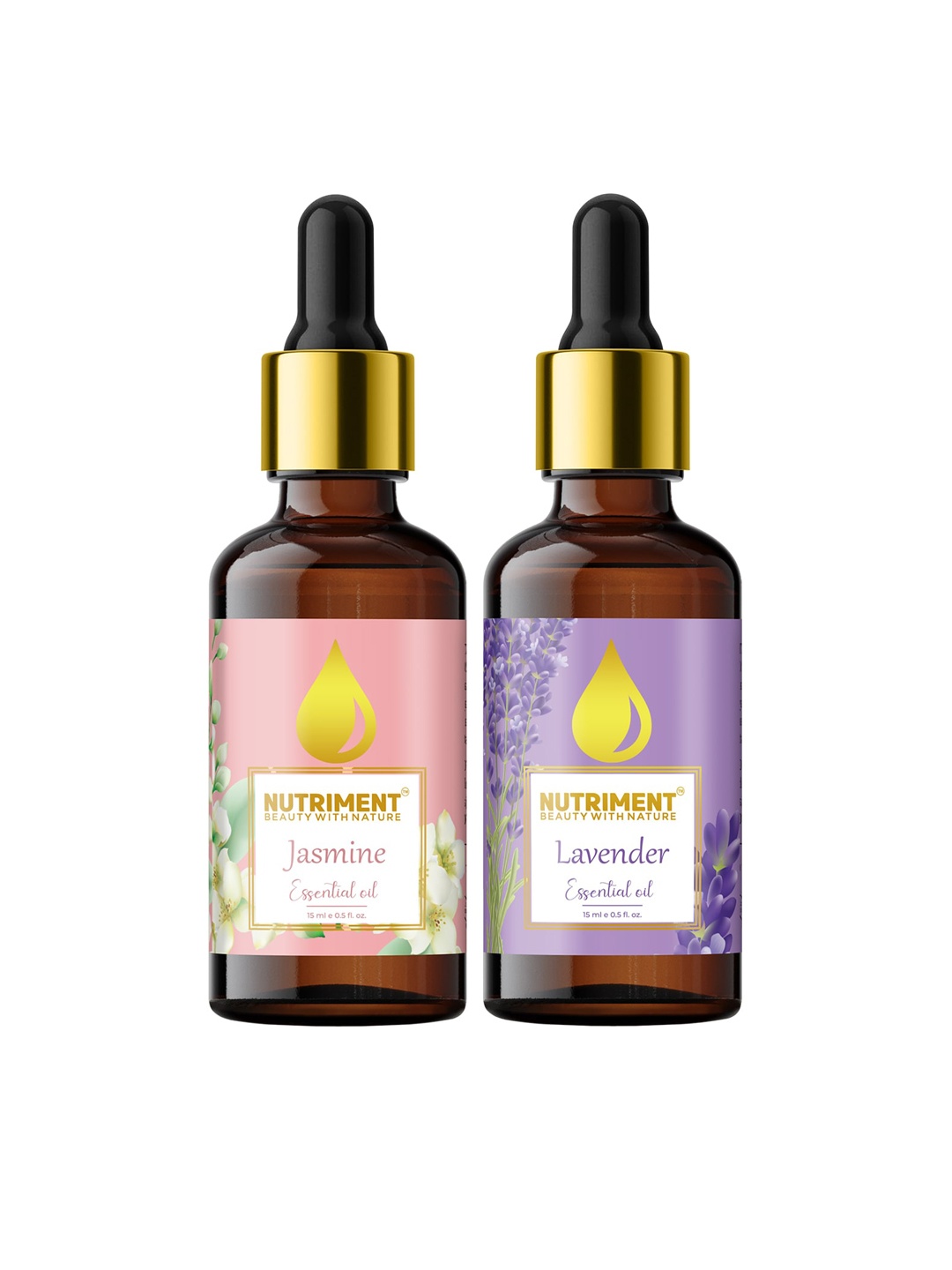

Nutriment Set of 2 Jasmine & Lavender Essential Oil 15ml, Multi