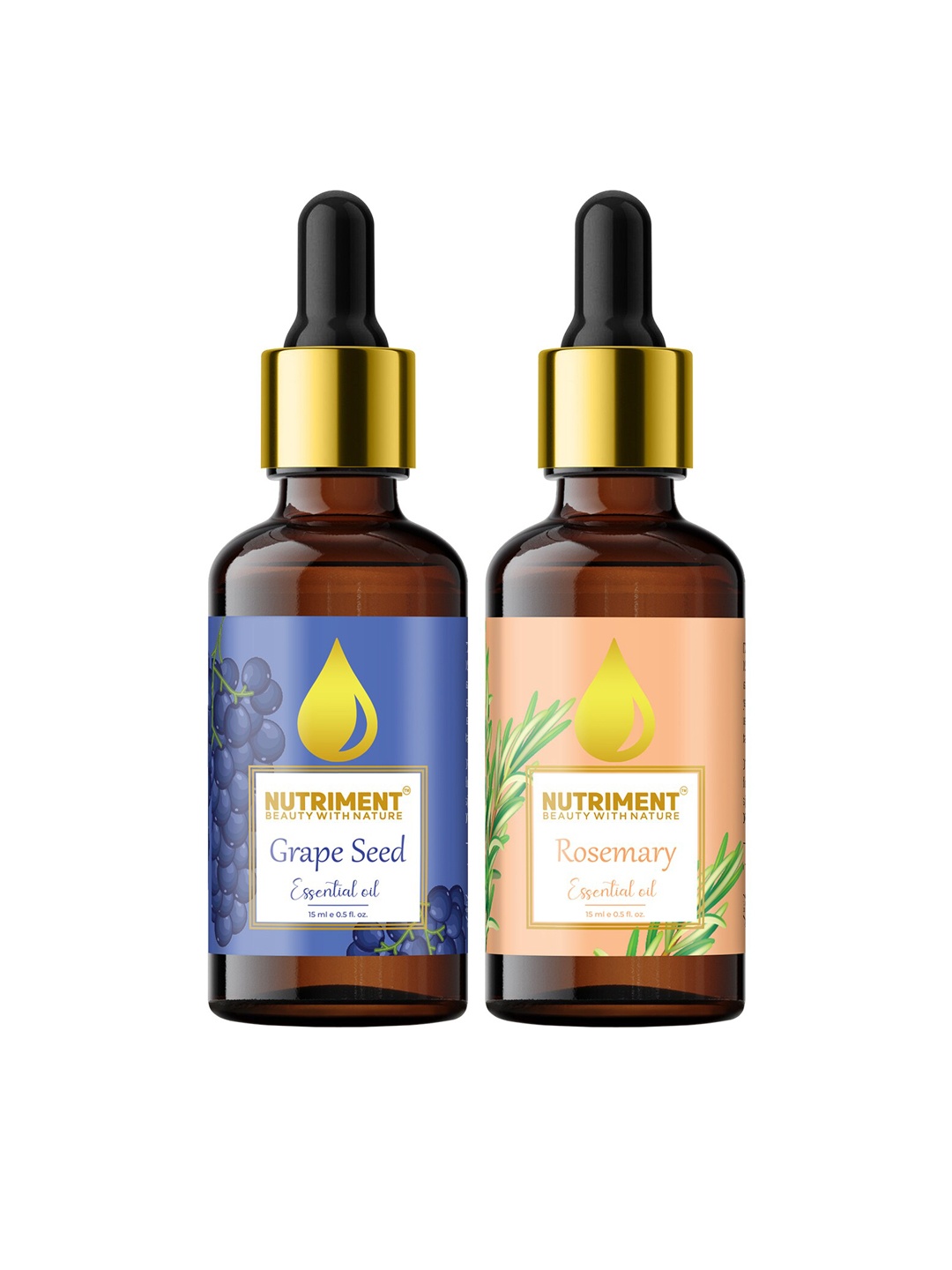 

Nutriment Combo Of Rosemary & Grape Seed Essential Oils - 15ml Each, Multi