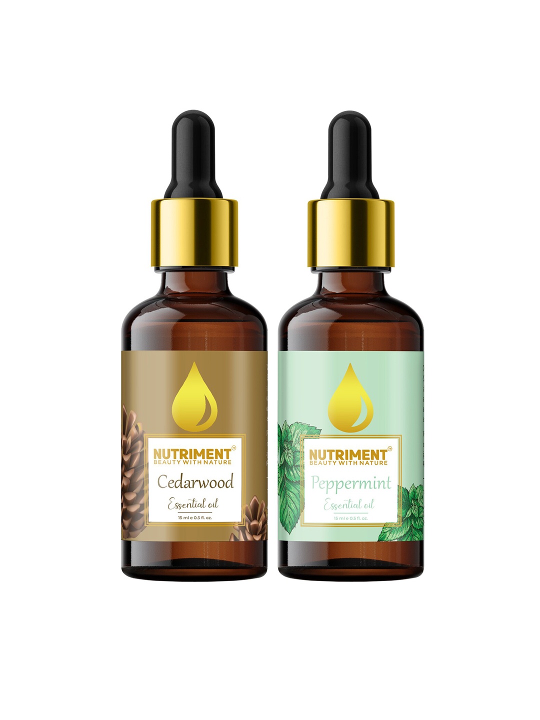 

Nutriment Set of 2 Peppermint & Cedarwood Essential Oil 15ml, Multi