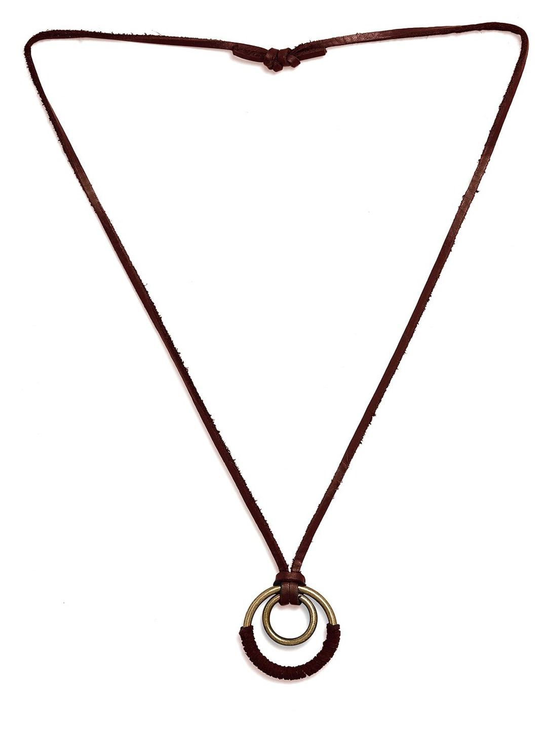 

Roadster Men Brown & Gold-Toned Tribal Roadster Circular Pendant Faux Leather Cord Chain