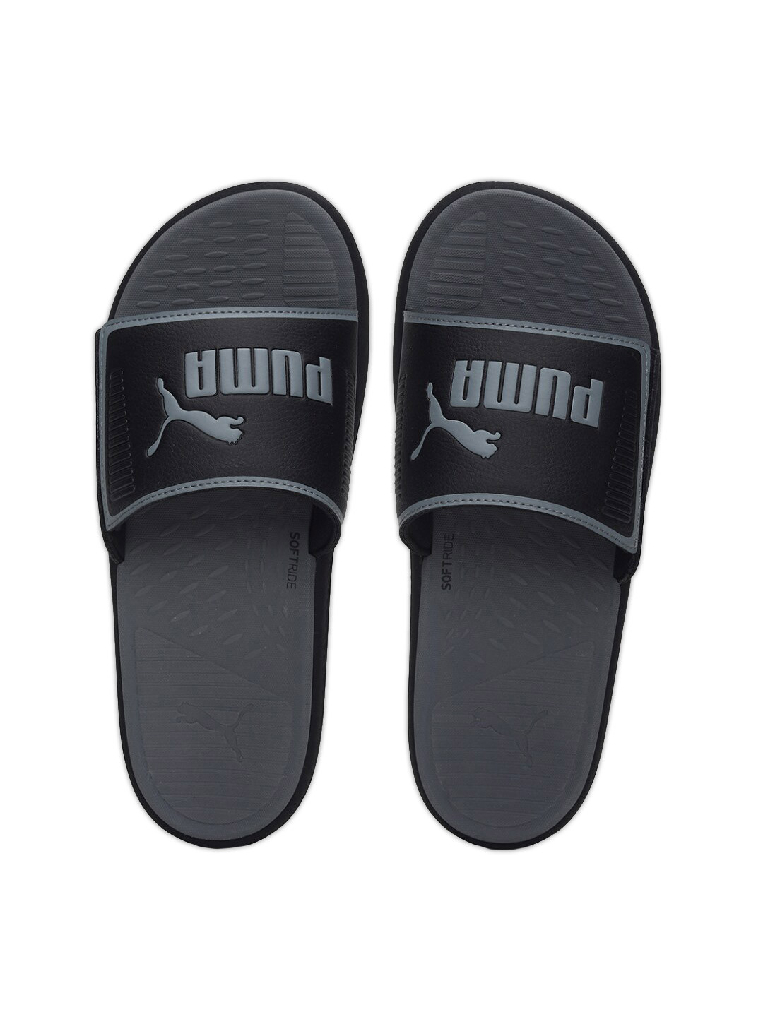 

Puma Men Grey & Black Printed Softride Casual Sliders