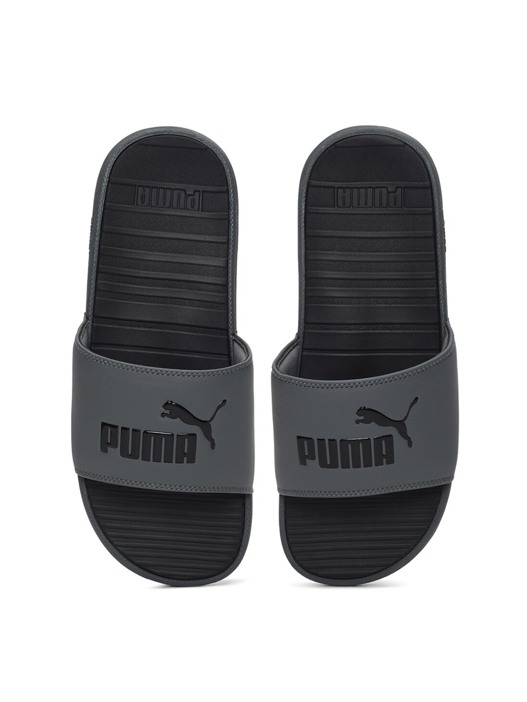 

Puma Unisex Grey & Black Sliders