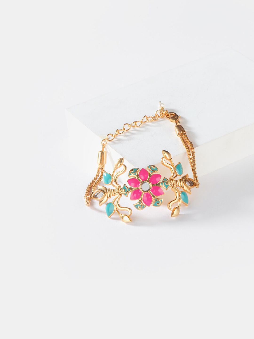 

SHAYA Women Gold-Toned Floral Enameled Multistrand Bracelet