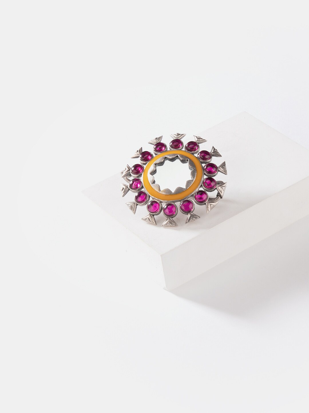 

SHAYA Women 925 Silver-Plated & Yellow Abla Bharat Style Hair Clip