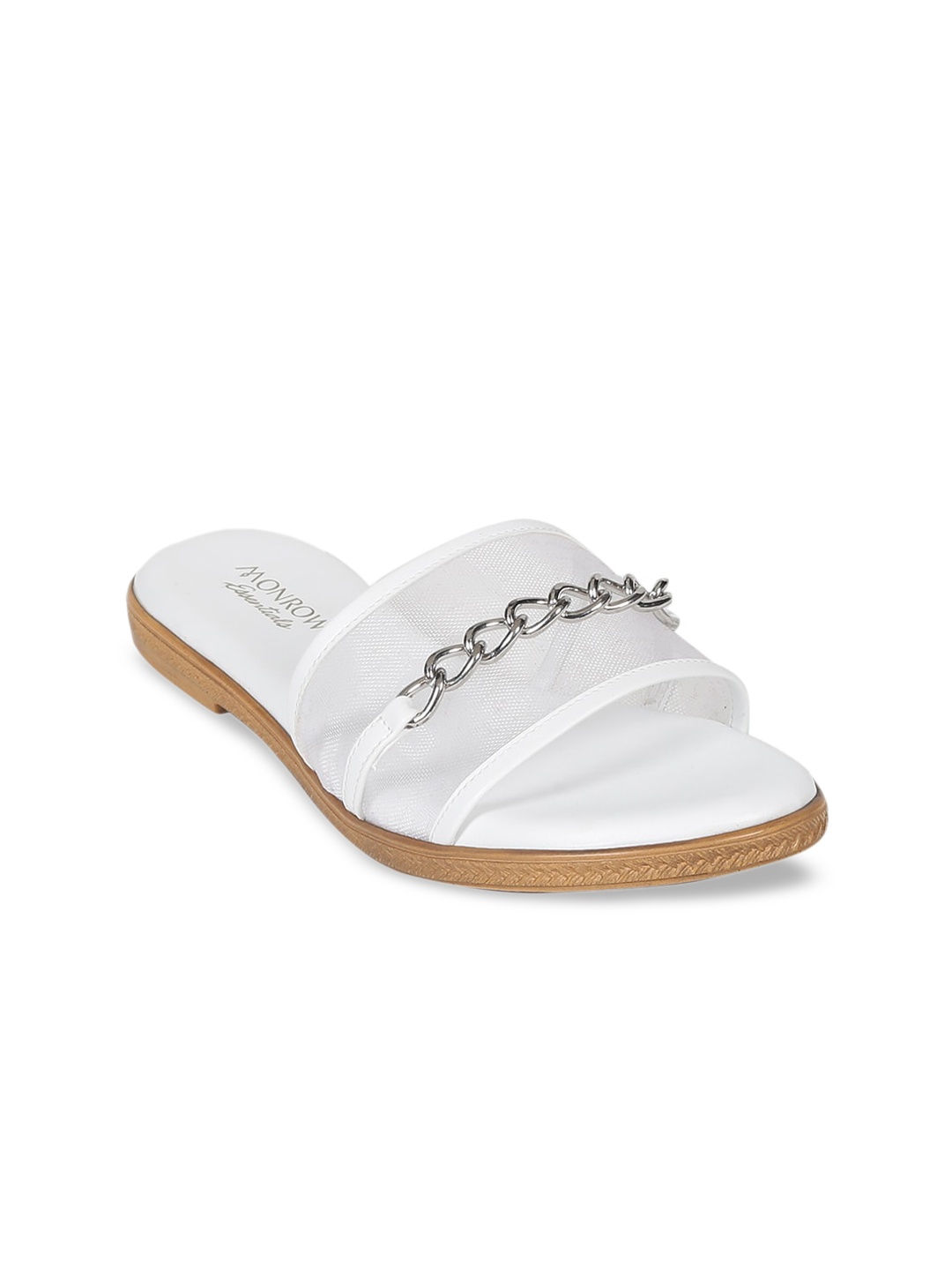 

Monrow Women White Embellished Open Toe Flats