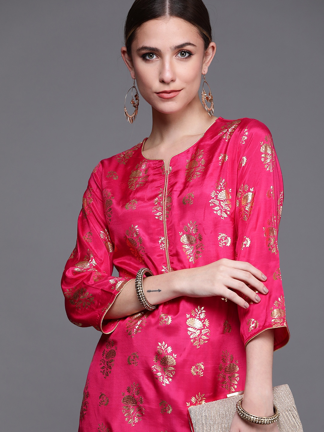 

Biba Women Fuchsia Floral Printed Kurta