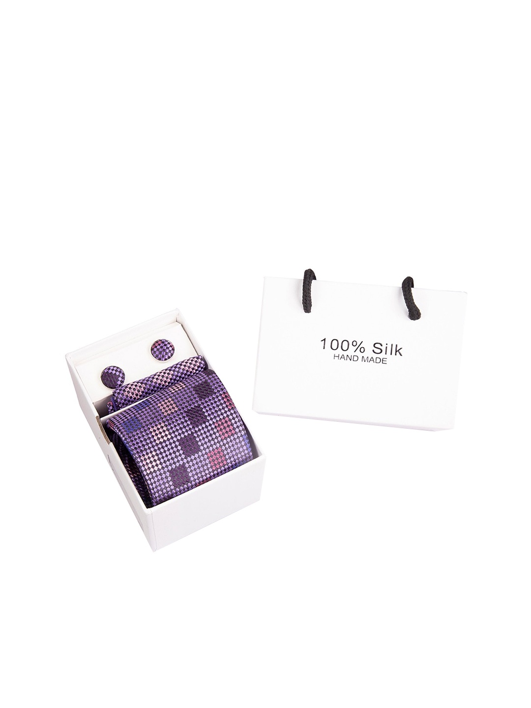 

BANGE Men Purple & Pink Pure Silk Accessory Gift Set