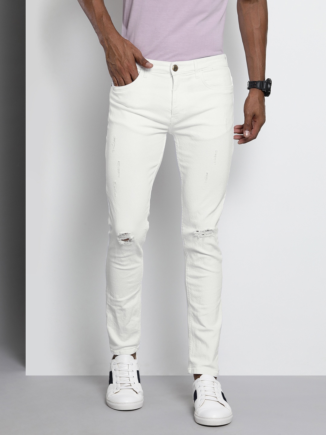 

The Indian Garage Co Men White Slim Fit Jeans