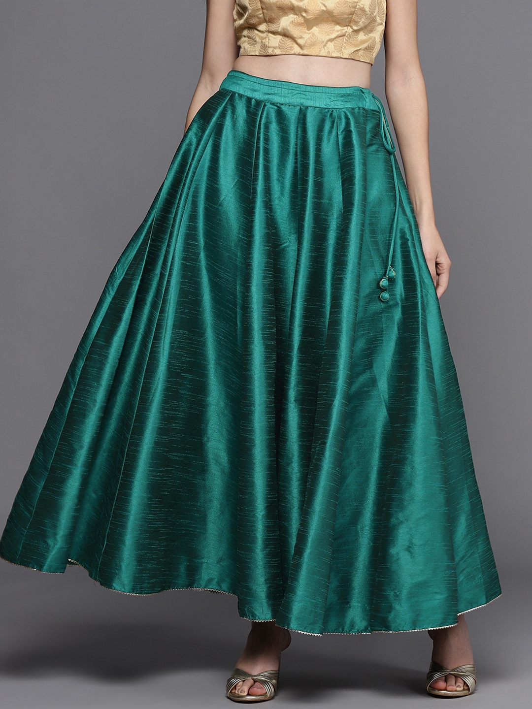 

Biba Women Teal Blue Solid Flared Skirt