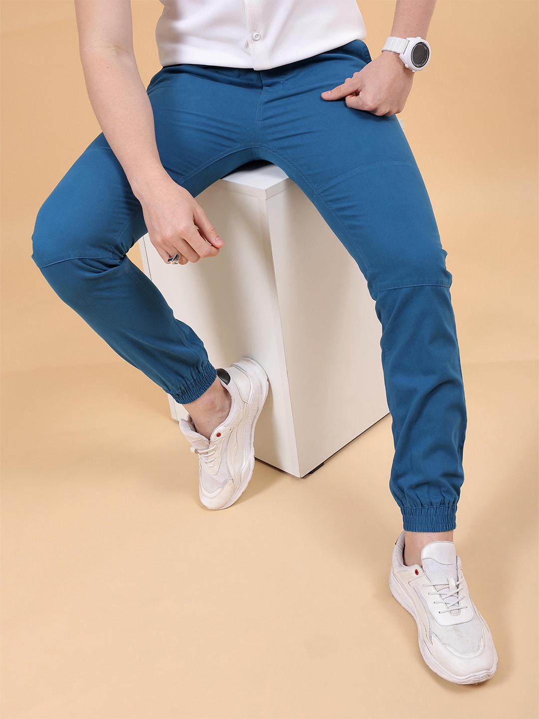 

The Indian Garage Co Men Blue Solid Track Pant