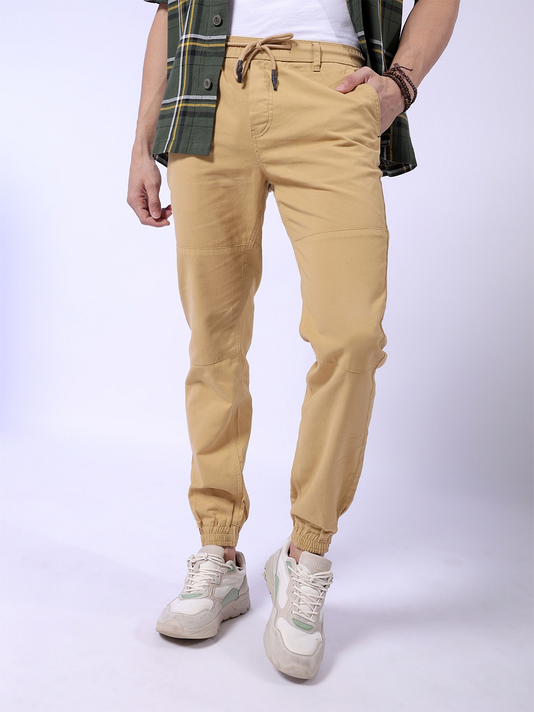 

The Indian Garage Co Men Beige Solid Trackpant