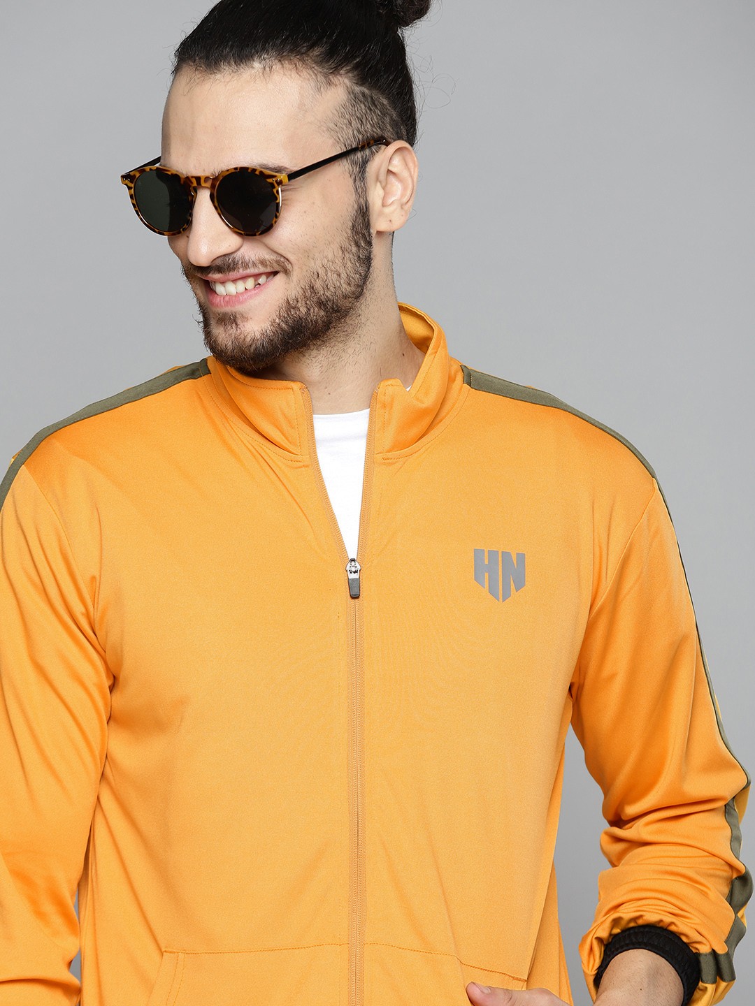 

HERE&NOW Men Mustard Yellow Solid Bomber Jacket