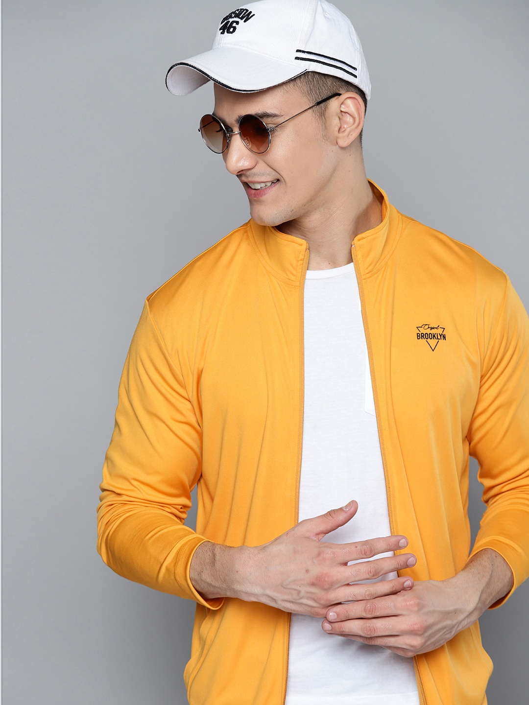 

HERE&NOW Men Mustard Yellow Solid Tailored Jacket