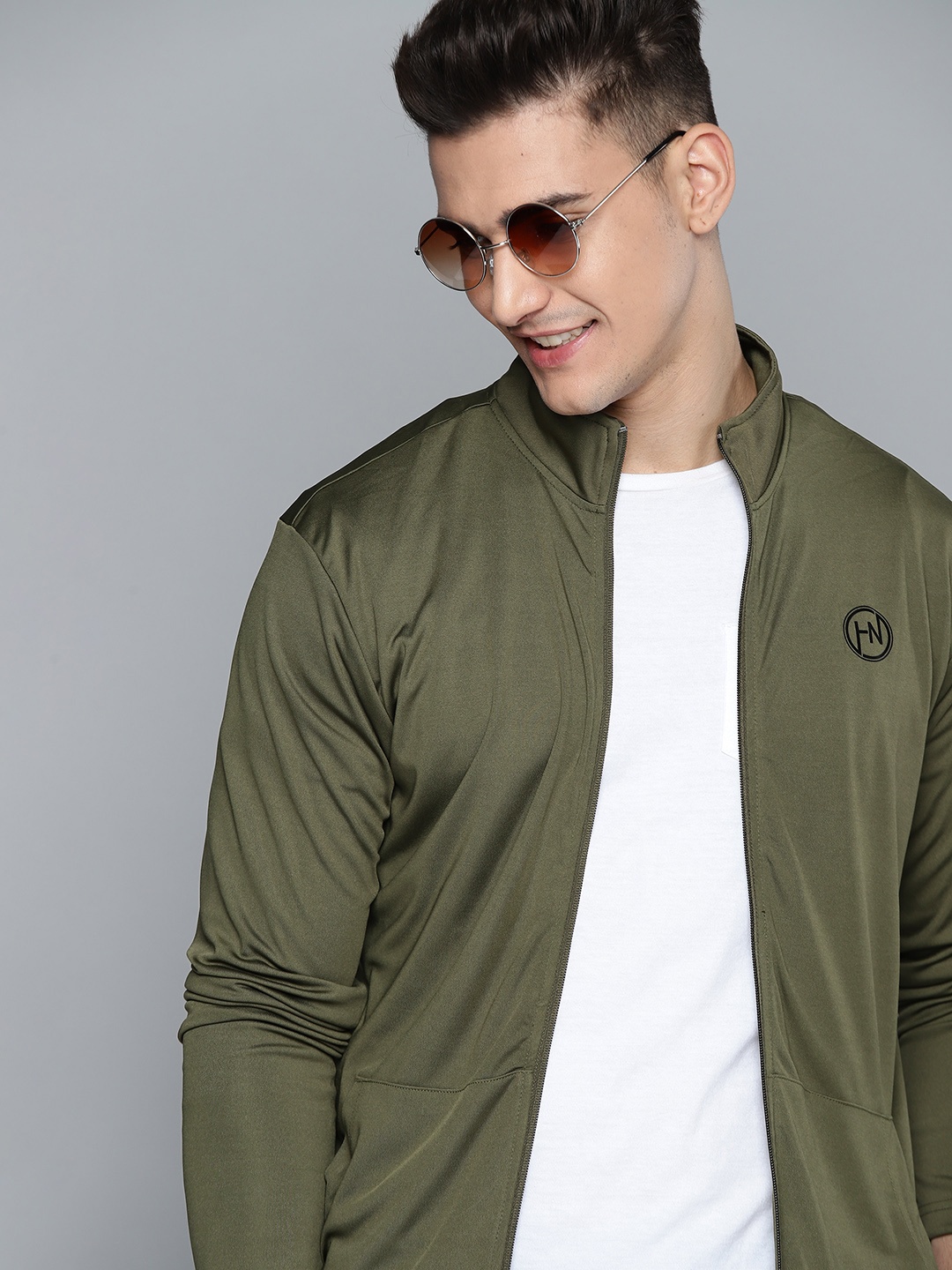 

HERE&NOW Men Olive Green Solid Tailored Jacket