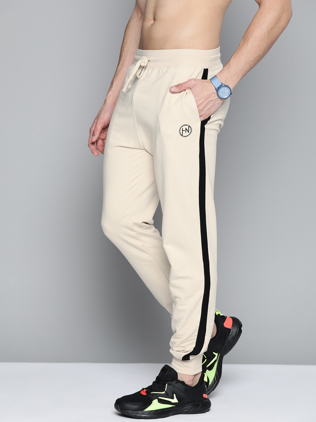 

HERE&NOW Men Beige Solid Joggers