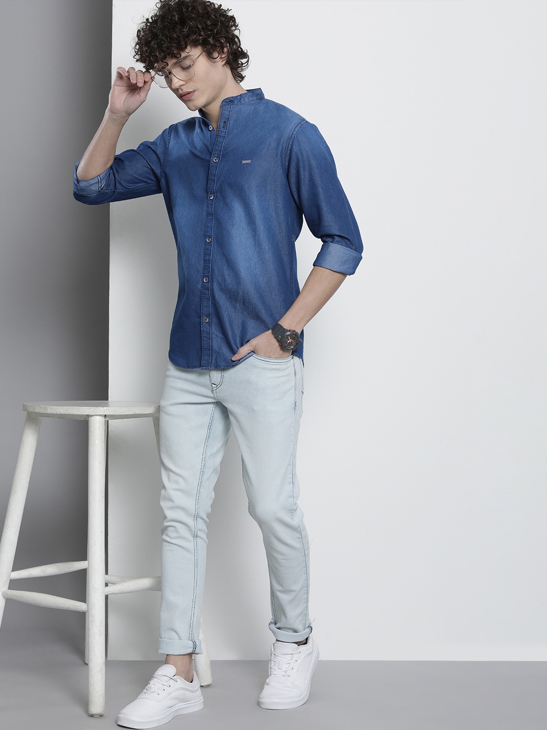

The Indian Garage Co Men Slim Fit Casual Shirt, Blue