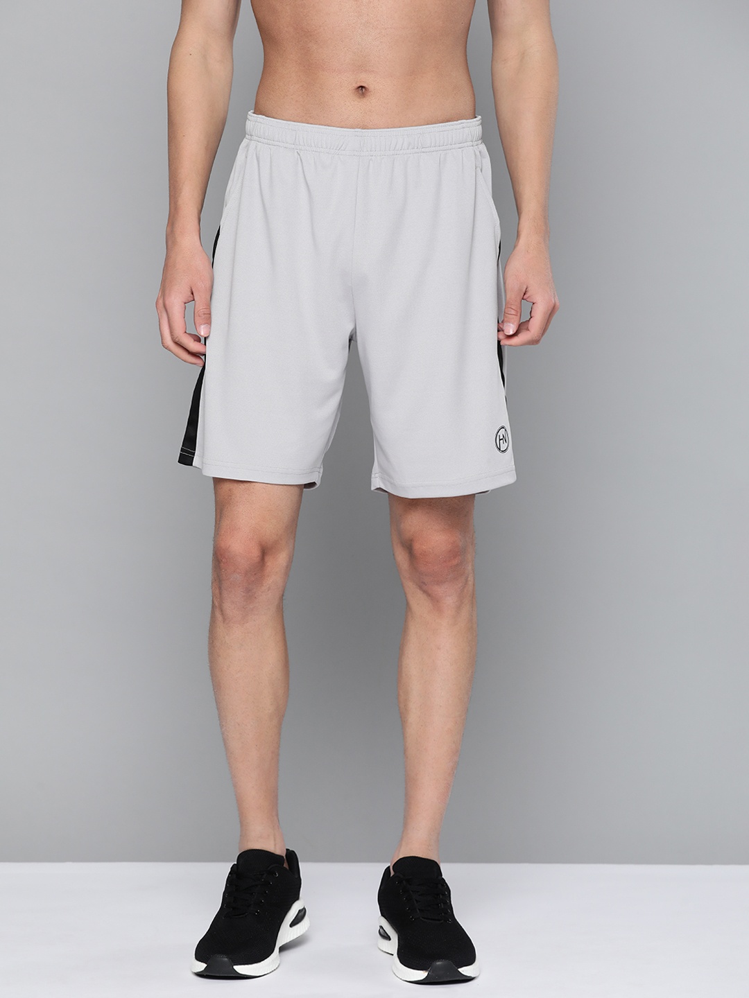 

HERE&NOW Men Grey Solid Sports Shorts
