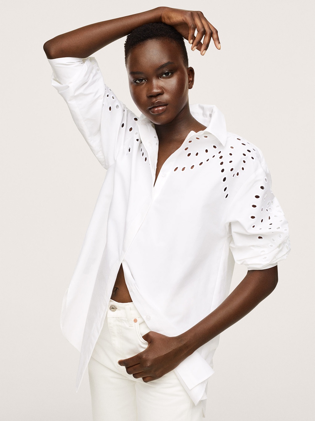 

MANGO Women White Pure Cotton Opaque Casual Shirt