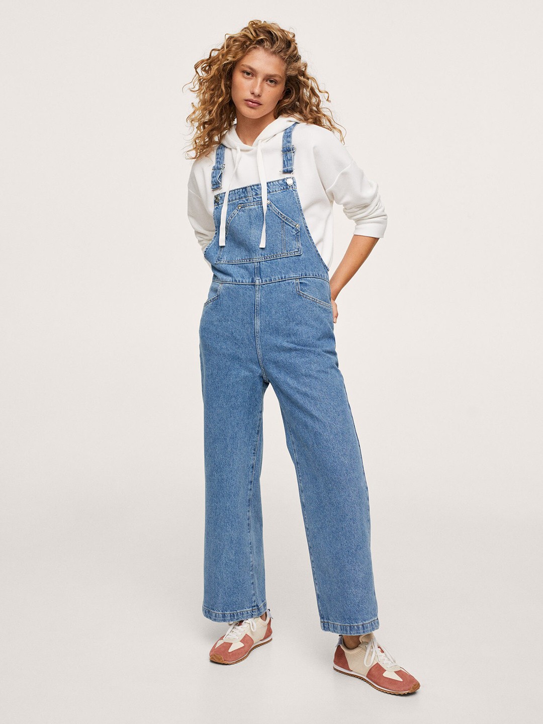 

MANGO Women Blue Pure Cotton Solid Denim Dungarees