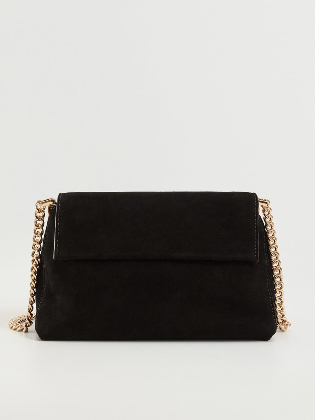 

MANGO Black Solid Leather Structured Small Sling Bag