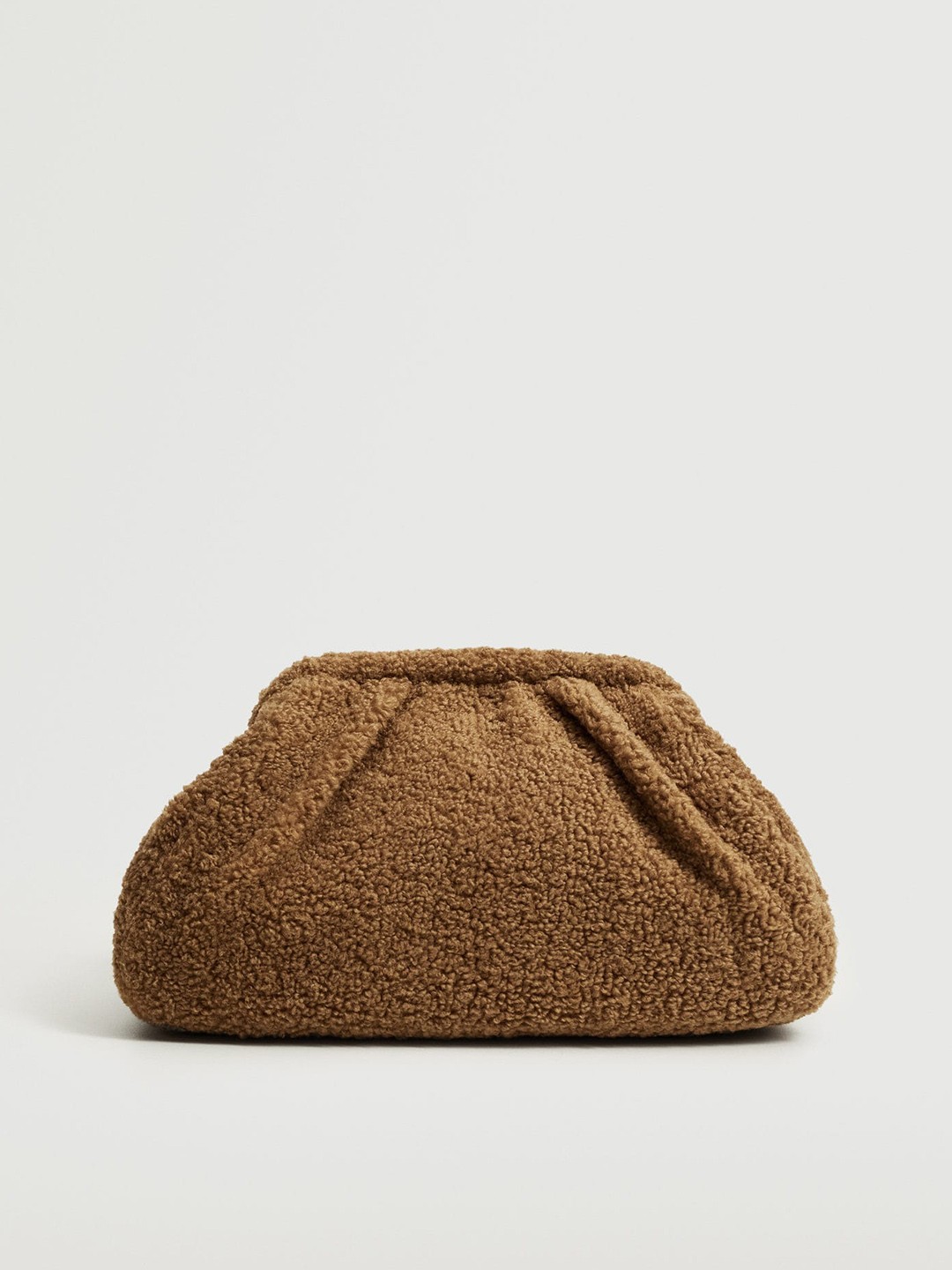 

MANGO Camel Brown Solid Sherpa Purse Clutch