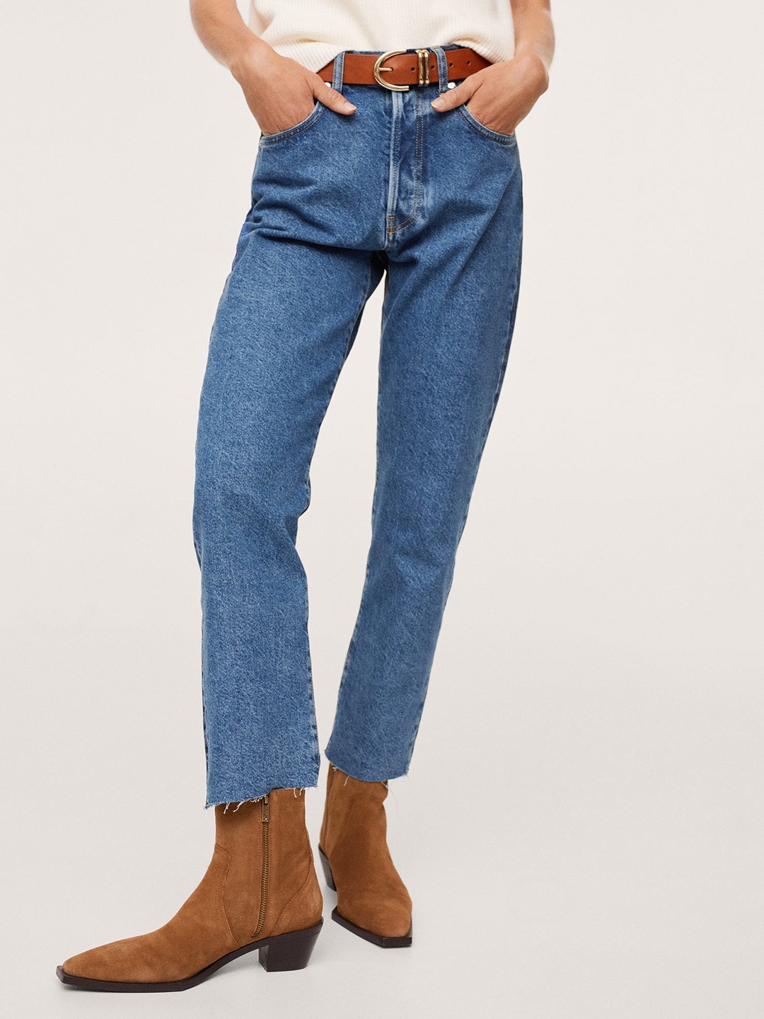 

MANGO Women Blue High-Rise Jeans